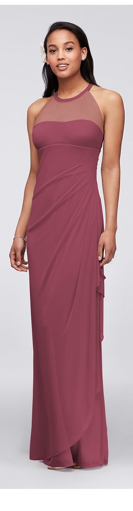 Long Mesh Dress with Illusion Neckline